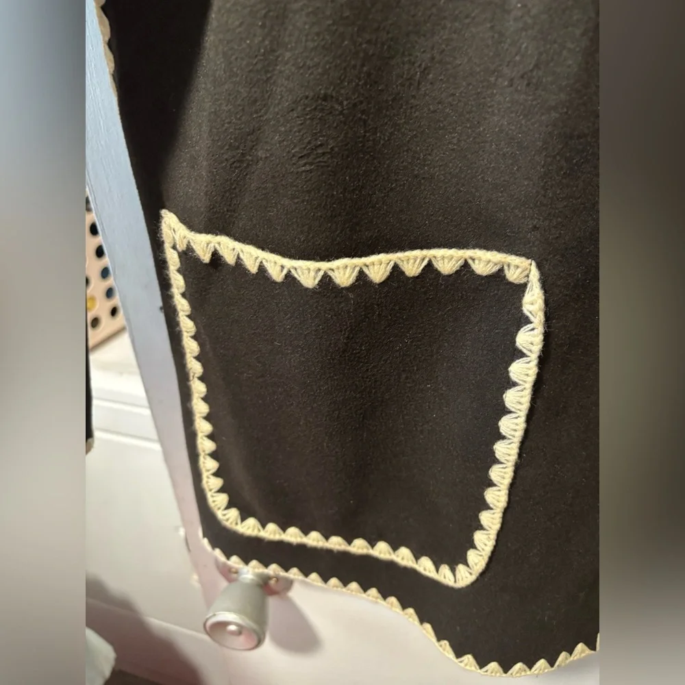 Commense Contrast Trim Jacket With Matching Scarf Black Super Soft Coat Size L - Picture 5 of 8